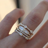 LUXURY White Sapphire Ring Set Gold Wedding for Women Jewelry