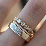 LUXURY White Sapphire Ring Set Gold Wedding for Women Jewelry