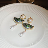 Vintage Pearl Pendant Drop Earrings For Women Wedding Jewelry