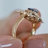 Vintage Antique Yellow Gold Ring for Women Sapphire Wedding Jewelry