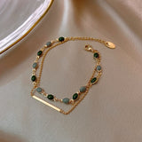 Double Layer Charm Chain Bracelet for Women Gold Wedding Jewelry