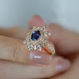 Vintage Antique Yellow Gold Ring for Women Sapphire Wedding Jewelry