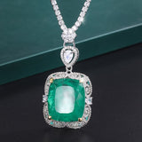 Vintage Emerald Pendant Necklace Chain for Women Party Jewelry
