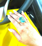 Vintage Aquamarine Gemstone Ring 14K Gold Women's Engagement Jewelry