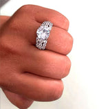 WHITE SAPPHIRE GEMSTONE RING 925 STERLING SILVER WOMEN'S WEDDING JEWELRY
