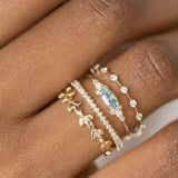 LUXURY White Sapphire Ring Set Gold Wedding for Women Jewelry