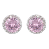 Round White Zircon Stud Earrings For Women Wedding Jewelry