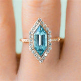 Sky Blue Zircon Ring 10K Yellow Gold Wedding Engagement Jewelry For Women