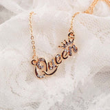 Crown Gemstone Chain Necklace 14K Gold Wedding Women Jewelry