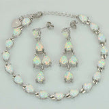 White Fire Opal Jewelry Set Sliver Wedding Bridal For Women Jewelry
