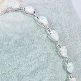 Fire Opal Jewelry Set Sliver Bracelet Earrings Bridal For Women