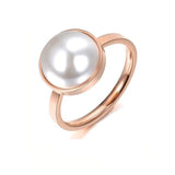 Vintage Pearl Wedding Jewelry Set Necklace Earrings Rings Rose Gold For Women
