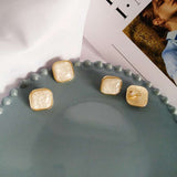 Hyperbole Resin Earrings Contracted Square Resin study 14 K Gold Earrings Geometry Women JewelrySquare Resin stud Earrings 14K Gold Wedding Women Jewelry