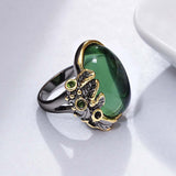 Oval Green Zircon Gemstone Ring for Women Wedding  Jewelry