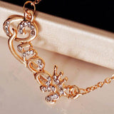 Crown Gemstone Chain Necklace 14K Gold Wedding Women Jewelry