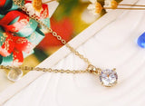White Zircon Pendant Necklace 14K Gold Women's Wedding Jewelry