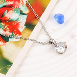 White Zircon Pendant Necklace 14K Gold Women's Wedding Jewelry