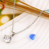 White Zircon Pendant Necklace 14K Gold Women's Wedding Jewelry