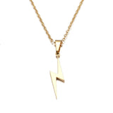 Unique Lightning Pendant Necklace Yellow Gold Link Chain Women's Jewelry