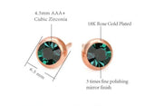Vintage Green Emerald Stud Earring 14K Rose Gold Romantic Gift For Women Jewelry