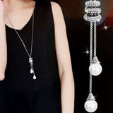Luxury White Pearl Necklace Long Chain Women Engagement Jewelry