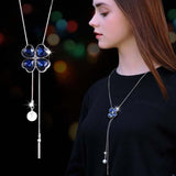 Luxury White Pearl Necklace Long Chain Women Engagement Jewelry
