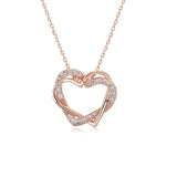 Luxury White Zircon Pendant Necklace 14K Rose Gold Women Bridal Jewelry