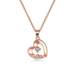 Luxury White Zircon Pendant Necklace 14K Rose Gold Women Bridal Jewelry