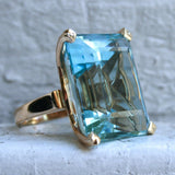 Vintage Aquamarine Gemstone Ring 14K Gold Women's Engagement Jewelry
