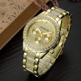 GEMSTONE YELLOW GOLD WATCH WOMEN'S SILVER QUARTZ WRISTWATCH ANOLOG BRACELET