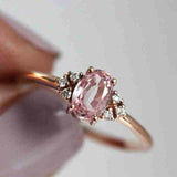 14K Rose Gold Gemstone Ring Plant Design Women's Eternity Engagement Jewelry