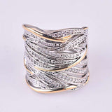 TwoTone Engagement Zircon Ring Women Wedding Jewelry