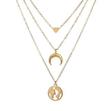 Double-layer Pendant Necklace 14kt Retro Gold Women's Wedding Jewelry