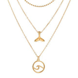 Double-layer Pendant Necklace 14kt Retro Gold Women's Wedding Jewelry
