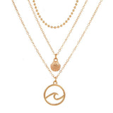 Double-layer Pendant Necklace 14kt Retro Gold Women's Wedding Jewelry