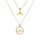 Double-layer Pendant Necklace 14kt Retro Gold Women's Wedding Jewelry