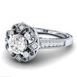 Blue Sapphire Flower Modeling Ring Silver 925 Jewelry Engagement