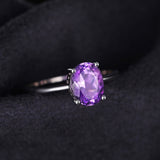 Natural Purple Amethyst Ring 925 Sterling Silver Women's Engagement Gemstone Jewelry