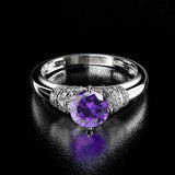 Luxury Amethyst Gemstone Ring Silver Anniverssary Gift Jewelry