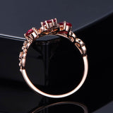 Crown Red Ruby 18K Ring Rose Gold For Women Engagement Jewelry