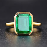 Natural Vintage Emerald Ring 18K Yellow Gold Women's Wedding Bridal Jewelry