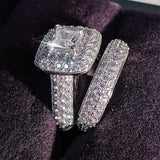 Genuine Gemstone 925 Sterling Silver Ring Set bridal Women's Engagement jewelry