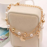 Butterfly Silver Charm Bracelet Multi Layer Chain Women Wedding Jewelry