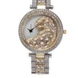 Luxury 14K Gold Diamond Leopard Quartz Watch Bling Casual Watch Women Clock JewelryCasual Diamond Watch Leopard Women Quartz Watch 14K Gold Clock Jewelry