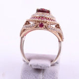 Gorgeous Vintage Oval Pink Red Gemstone Ring Women's Wedding Engagement Jewelry