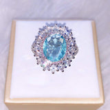 Natural Aquamarine Gemstone Ring Women Engagement Jewelry