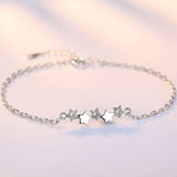 Silver Stars Charm Bracelet Link Chain Women Anniverssary Jewelry Gift