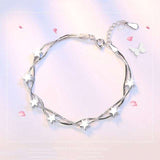 Silver Stars Charm Bracelet Link Chain Women Anniverssary Jewelry Gift