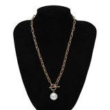Natural Pearl Water Pendant Necklace Choker Long Link Chain Lariat Gold Jewelry