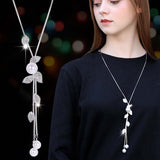 Luxury White Pearl Necklace Long Chain Women Engagement Jewelry